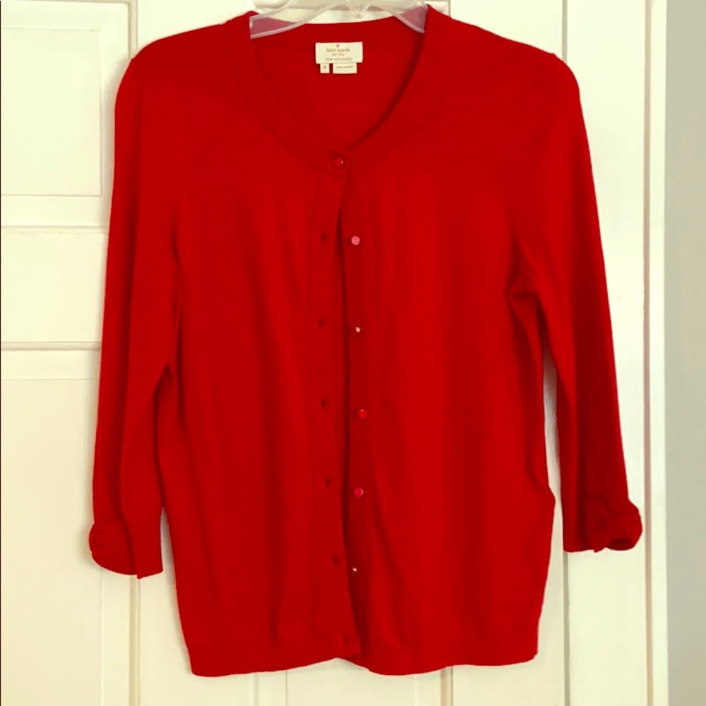 Kate Spade New York Red 3/4 Sleeve Cardigan